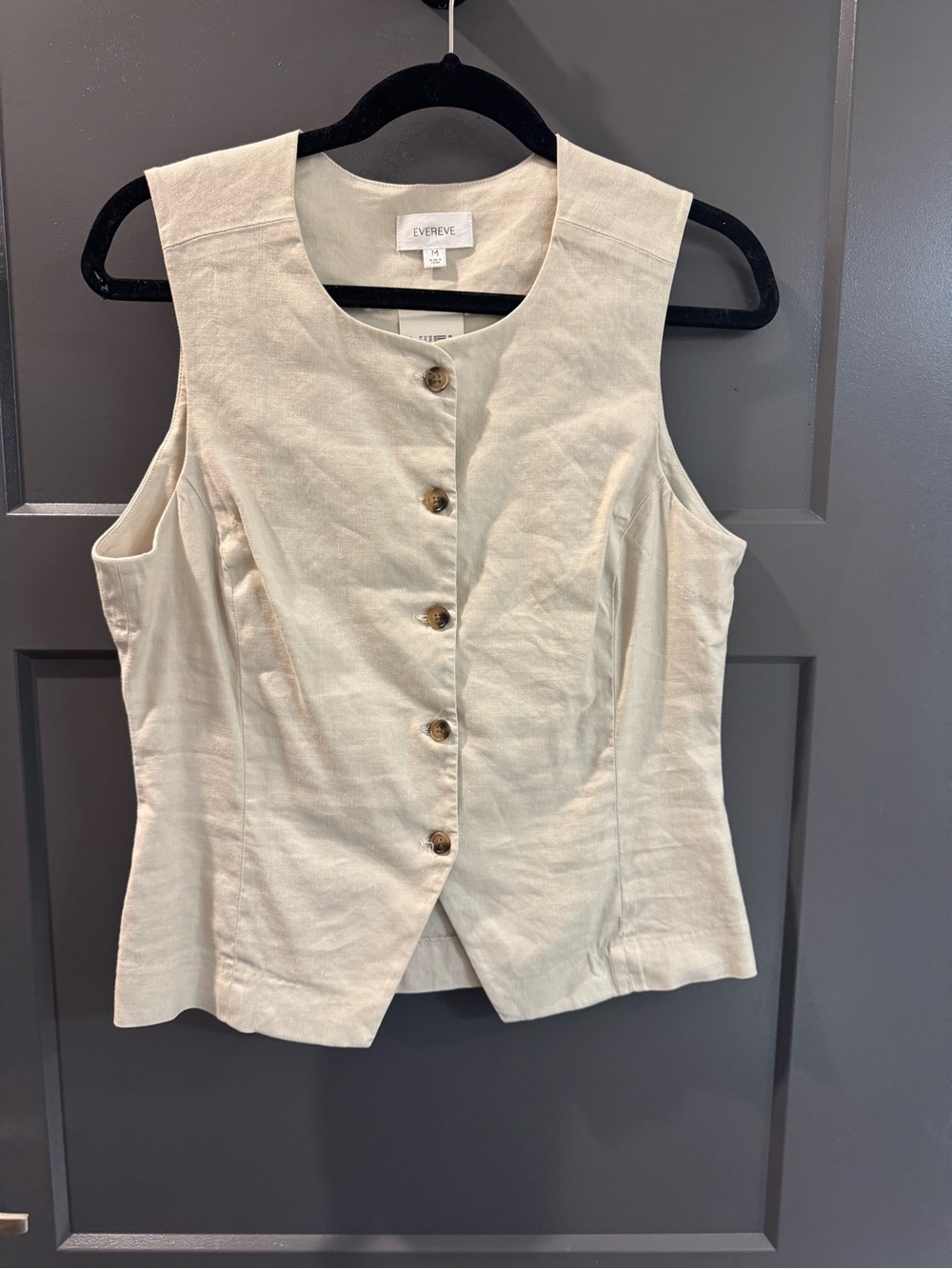 Evereve Cream Button-Front Sleeveless Top